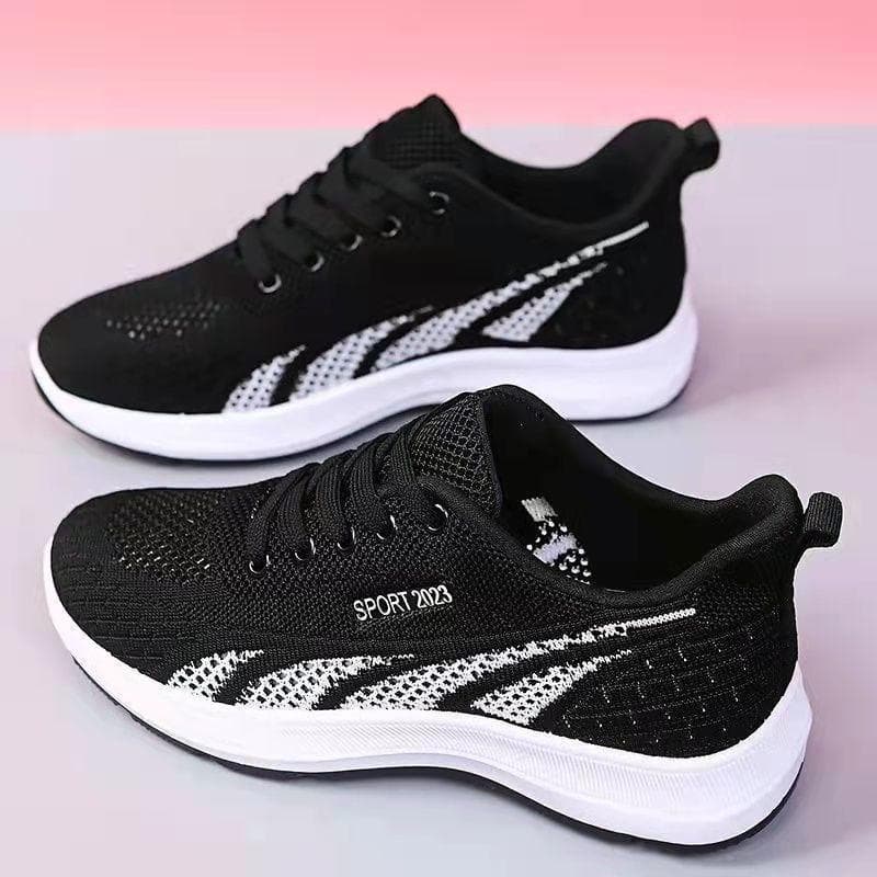 Running Shoes Ladies Breathable Sneakers Summer Light Mesh Air Cushion Women's Sports Shoes Outdoor Lace Up Training Shoes 35 black