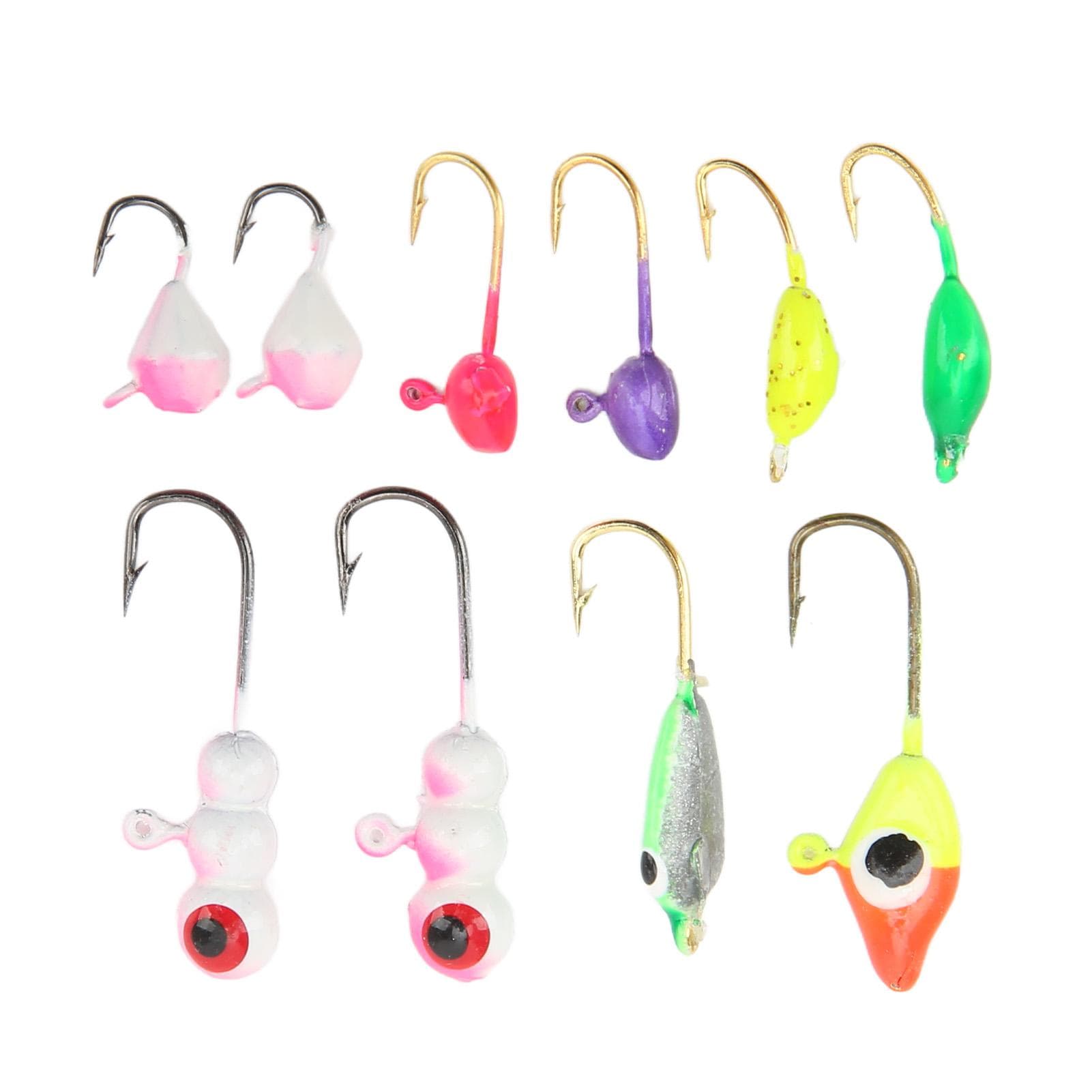 Ice Fishing Jigs Set with Color Metal Head High Carbon Steel Ice Fishing Equipment for Outdoor