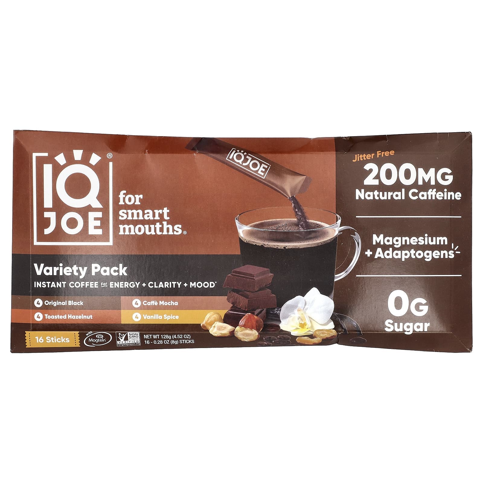 IQBAR, IQJEE®, Instant Coffee for Energy + Clarity + Mood, Variety Pack, 16 Sticks, 8g (0.28oz) Each