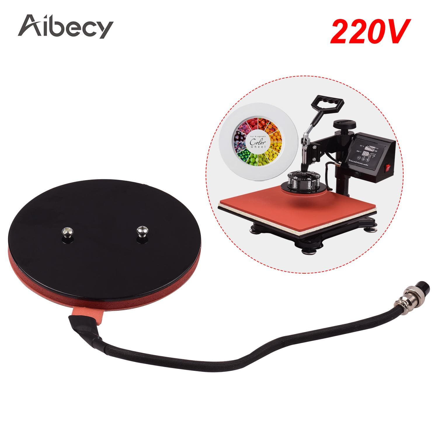 Aibecy Heat Press Plate Mat Pad Attachments 15.5cm For Sublimation Transfer 220V multicolour