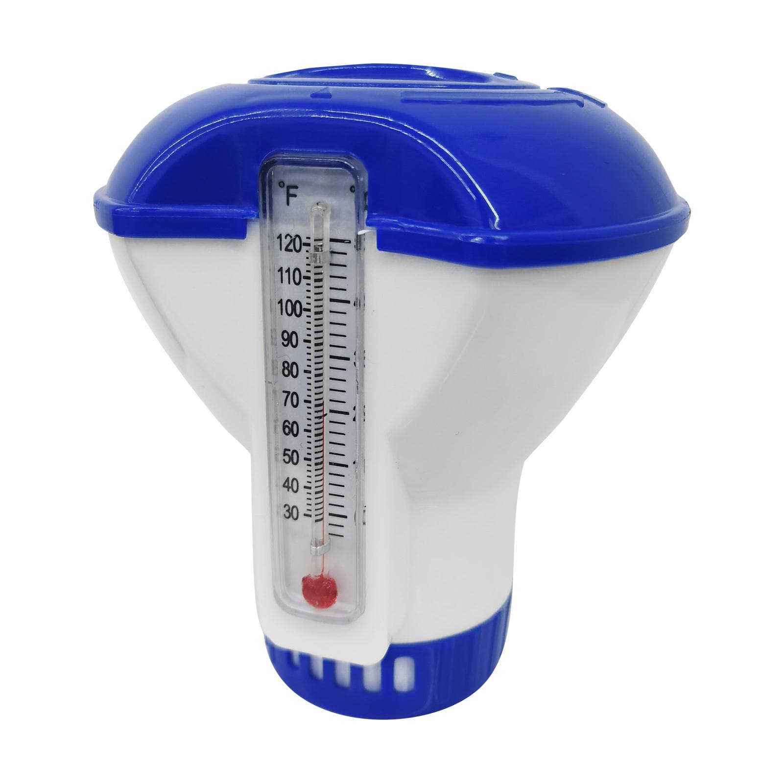 5-inch Float Dispenser Float Cup Pool Spa Chlorine Tablet Dispenser Floater with Thermometer 120 Fahrenheit white