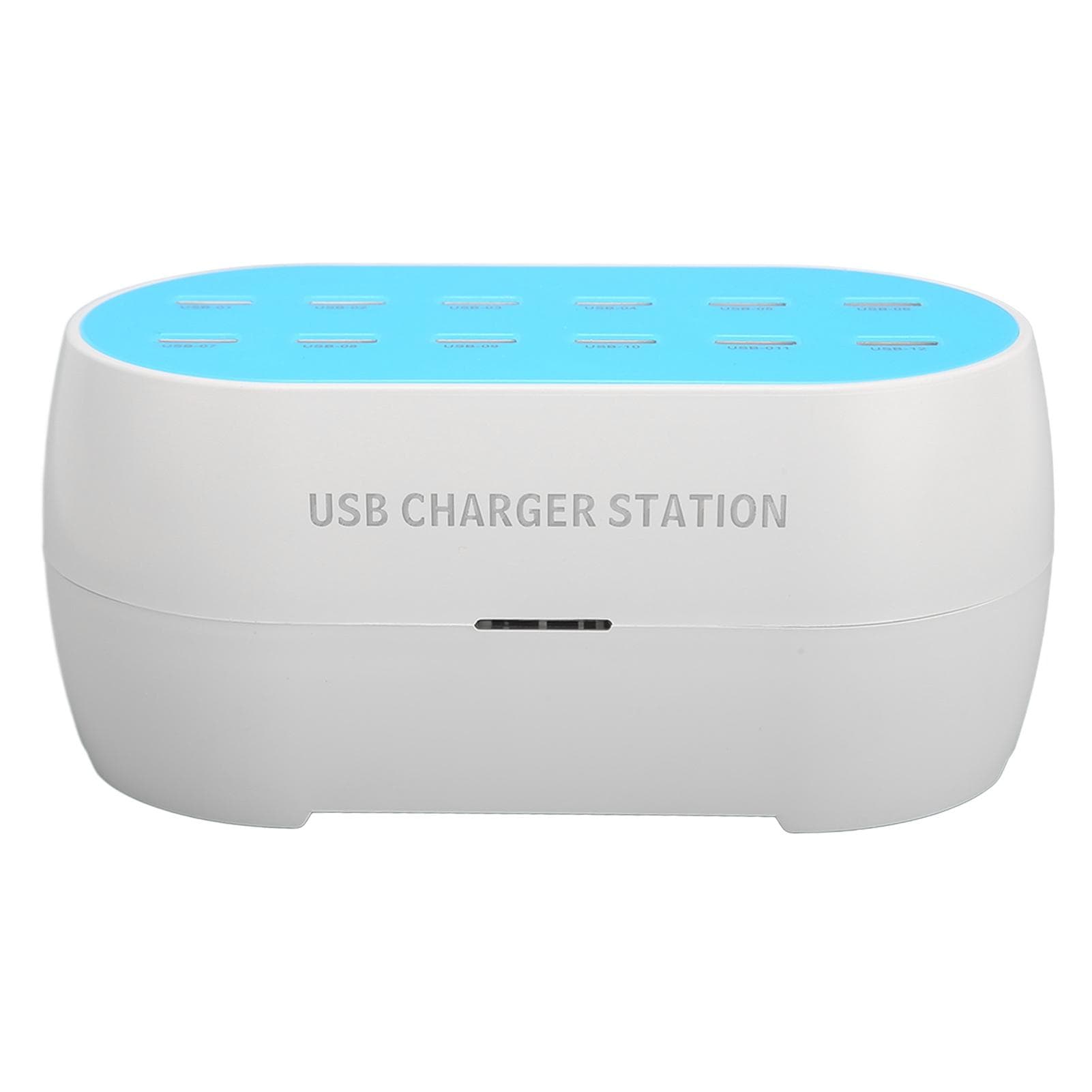 120W 12 Port USB Charging Station Portable Heat Resistant USB Hub Charger 100‑240V UK Plug EU Plug