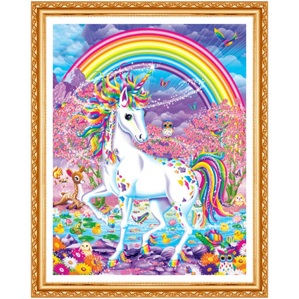 5d Diy Diamond Embroidery Colored Unicorn Diamond Painting Cross Stitch Full Round Rhinestones Decor 20X30CM