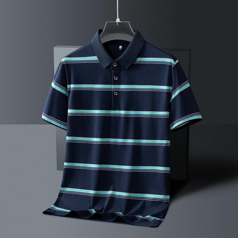 Men's Short Sleeved T-shirt Summer Striped T-shirt Polo Shirt Summer Short Sleeved Shirt XXL