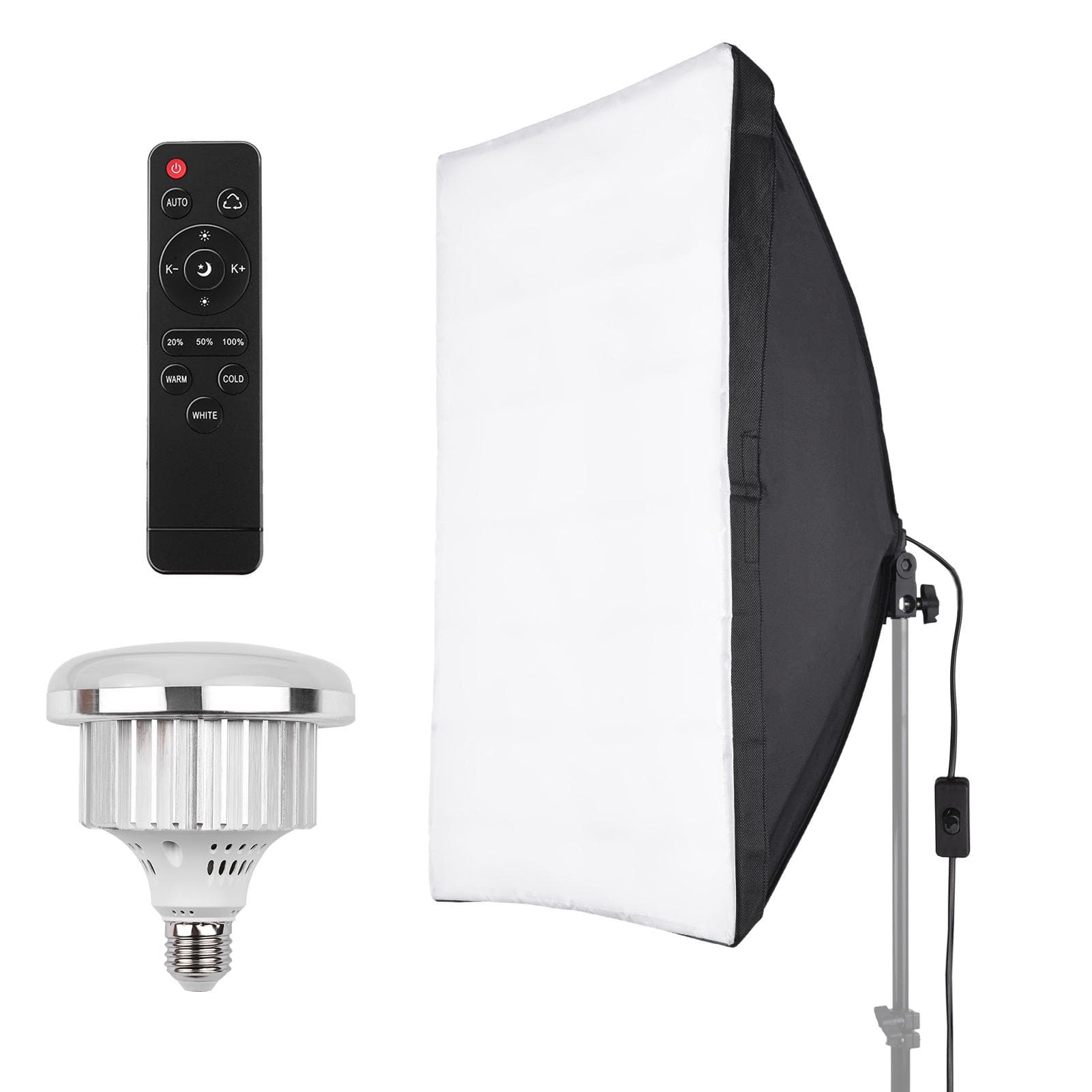 Studio Photography Light kit Softbox Lighting Set with 50x70cm Softbox + 45W 3200K-5600K Bi-color US Plug