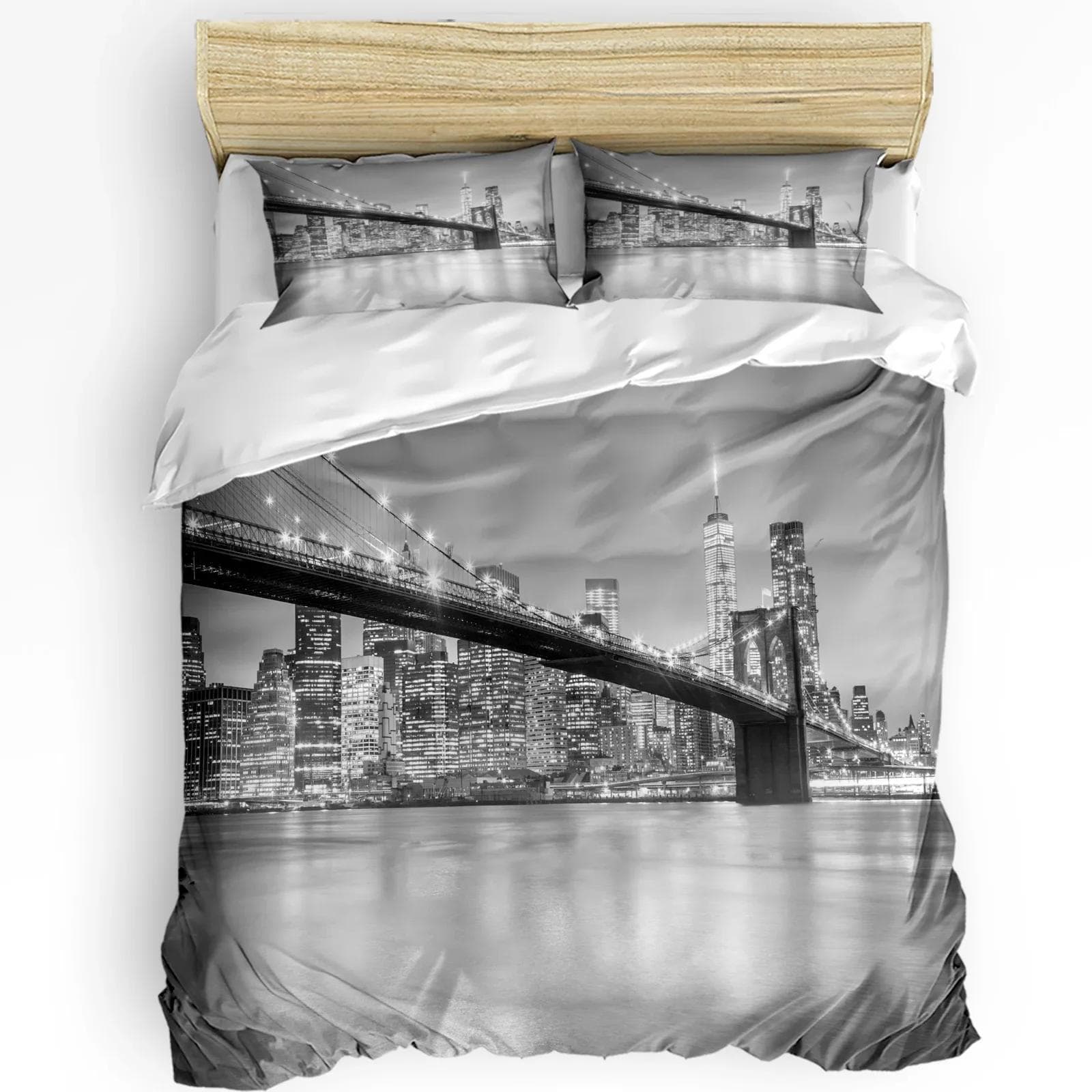 New York Bedding Set For Bedroom Bed Home New York City Collage Featuring with Different Duvet Cover Quilt Cover And Pillowcase EU Double(200x200cm)