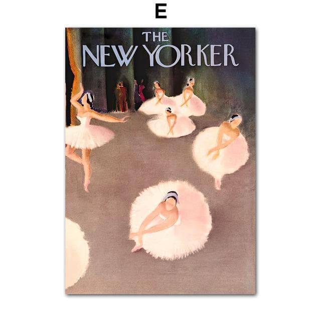 Ballerina Library Lion The New Yorker Magazine Wall Art Canvas Painting Posters And Prints Wall Pictures For Living Room Decor No Frame 21*30cm