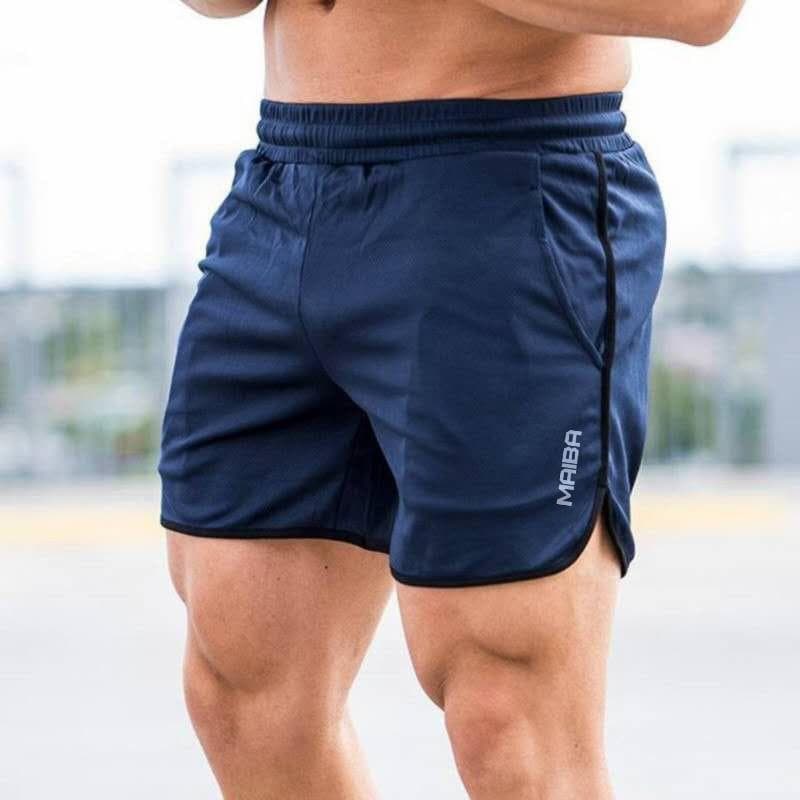 Men Fitness Bodybuilding Shorts Man Summer Gyms Workout Male Breathable Mesh Quick Dry Sportswear Jogger Beach Short Pants XL navy blue