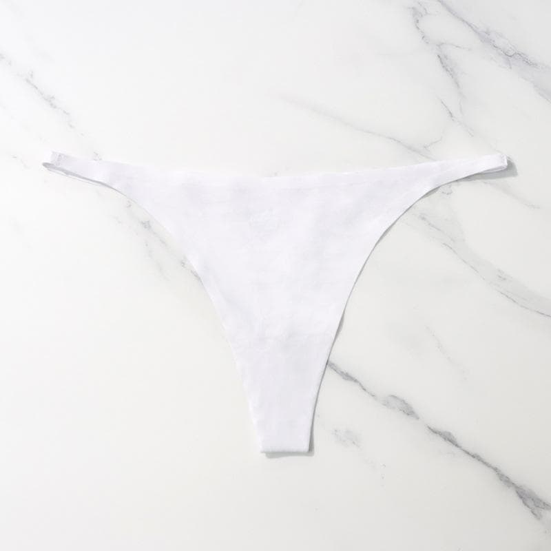 Ice Silk Seamless Panties For Women Soft Thin Band Thongs Woman Satin Underwear Female Bikini Panties String Tangas Mujer XL white
