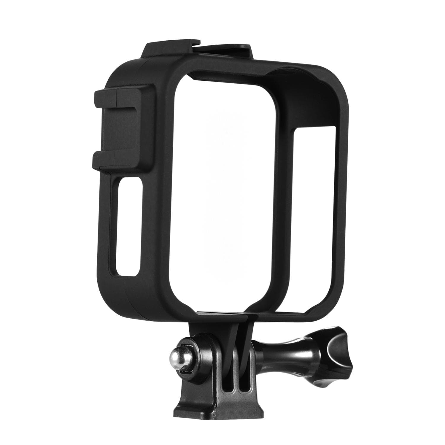 Action Camera Case Plastic Protective Frame Housing Vlog Cage with Dual Cold Shoe Mounts Compatible with GoPro Max Sports Camera black