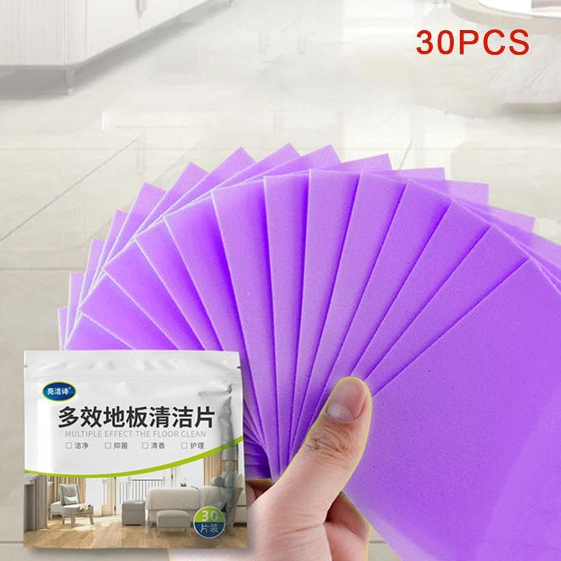 30pcs/bag Floor Cleaner Water Soluble Cleaning Sheet Mopping The Floor Wiping Wooden Floor Tiles Toilet Household Cleaning Tool purple