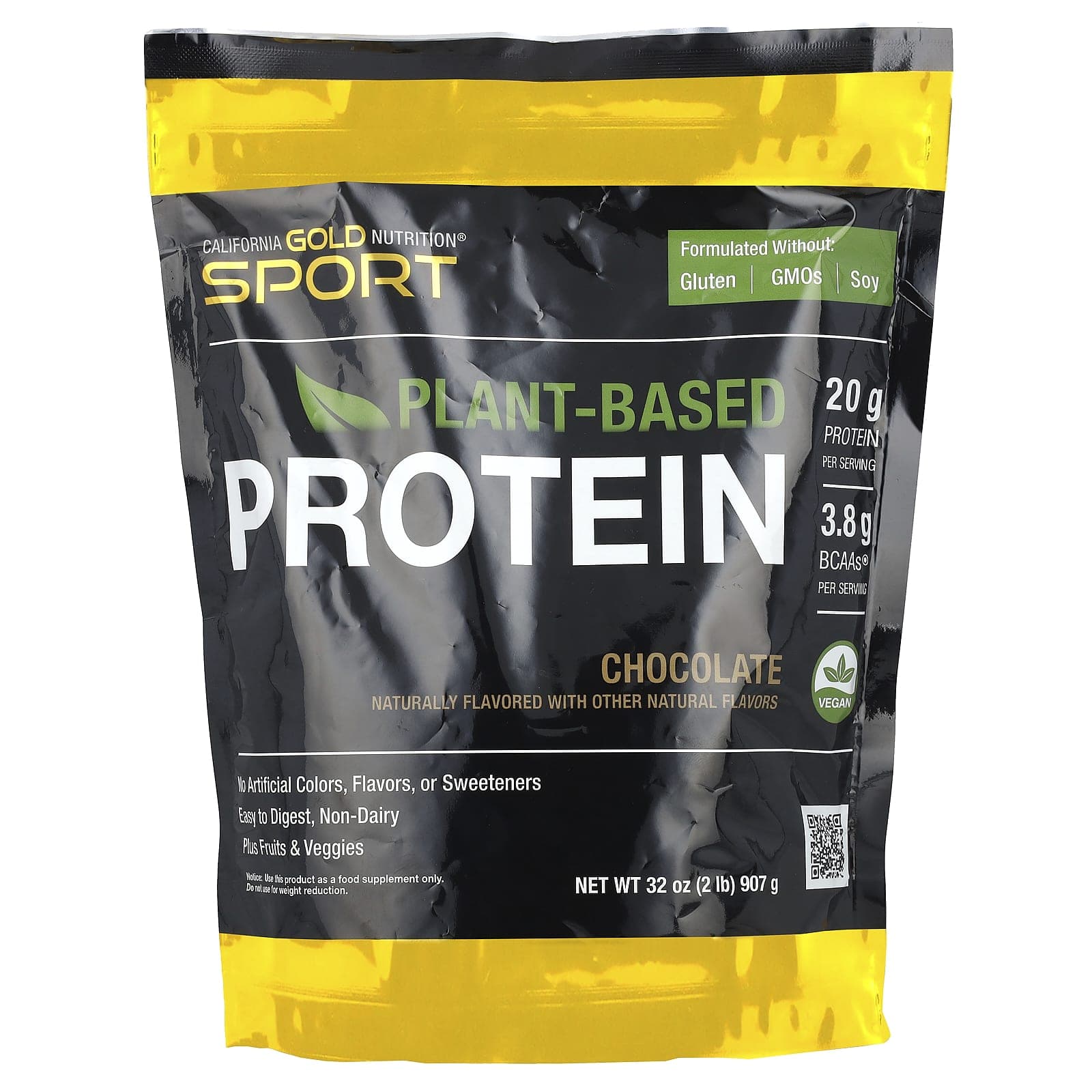 California Gold Nutrition, Sports, Plant Protein, Chocolate Flavor, 2 lb (907 g)