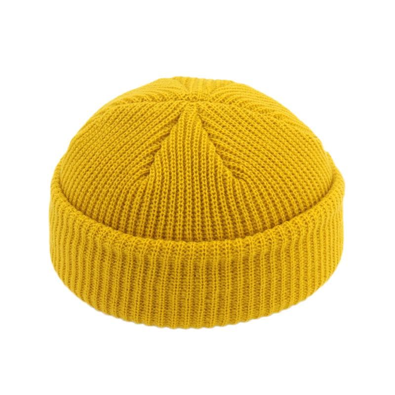 Hat Solid Color Knitted Wool Melon Cap Autumn and Winter Wild Trend Hip Hop Hat Unisex one size yellow