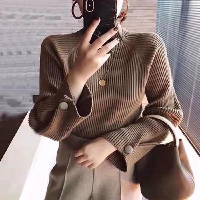 Autumn and Winter New Style Slimming and Warm Inner Wear Half Turtleneck Sweater Women's Long-sleeved Bottoming Shirt Solid Color Sweater Average size