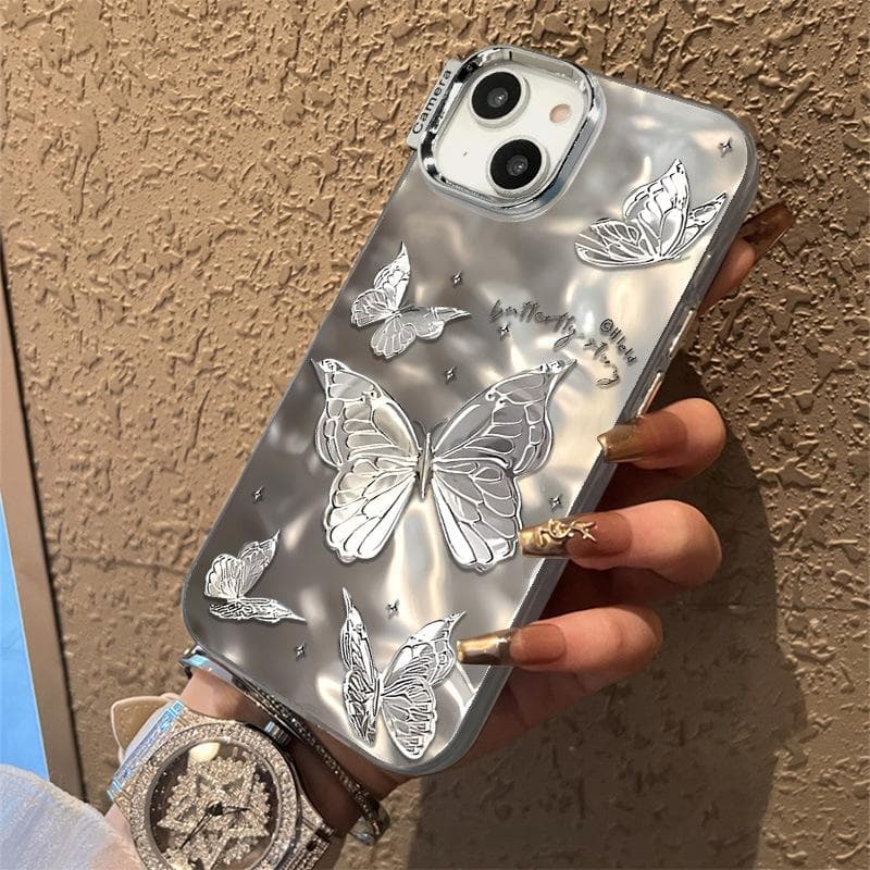 English Butterfly Water Ripples Suitable for Apple 15 Mobile Phone Case 14promax13 High-end Sense IPhone 16 Apple XS