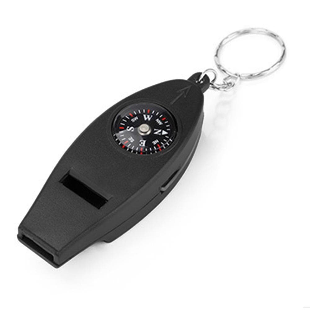Multifunction 4 in 1 Safety Whistle Compass Thermometer Magnifier with black