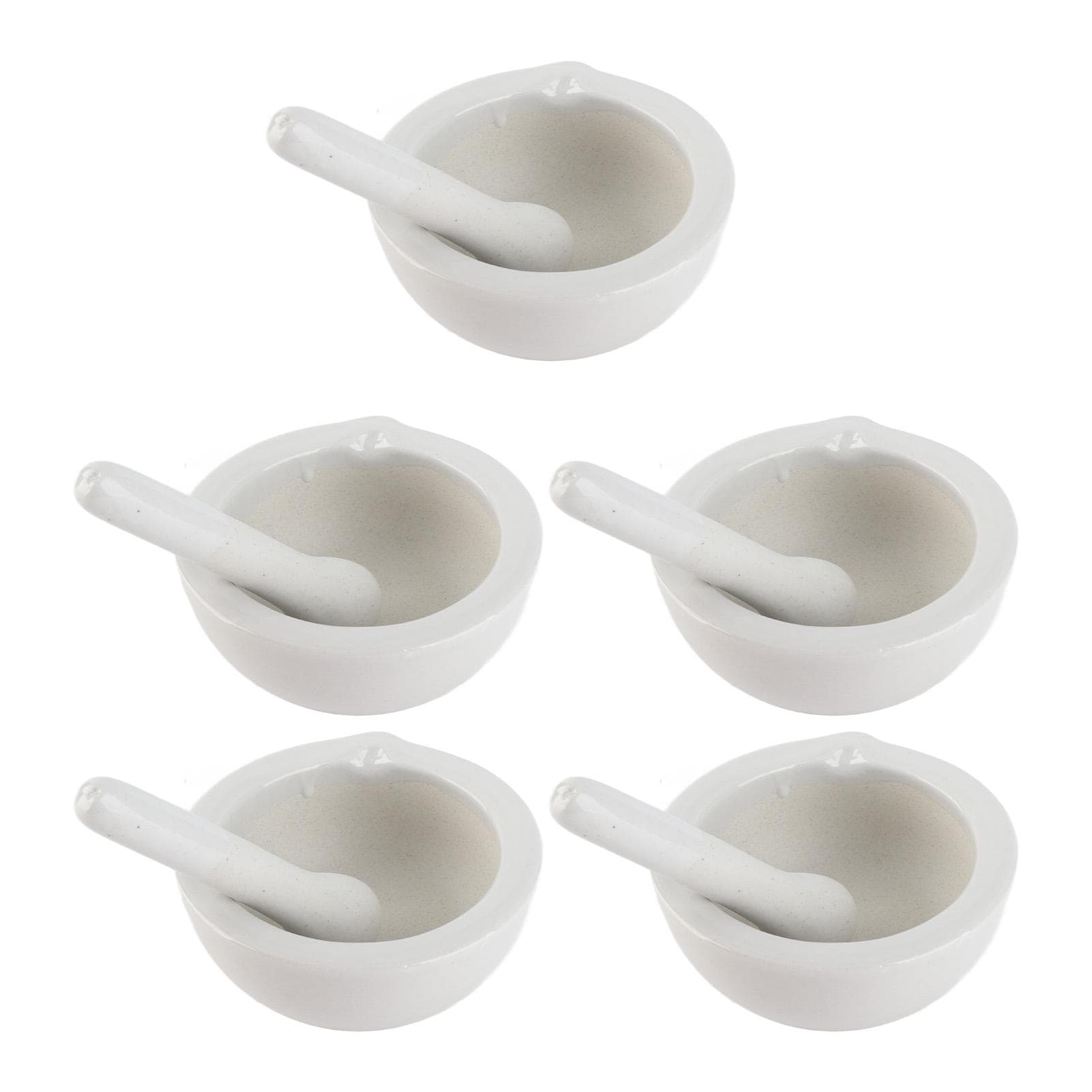 5 Set Ceramic Mortar Pestle Chemical Heat Resistant Scientific Laboratory Supplies