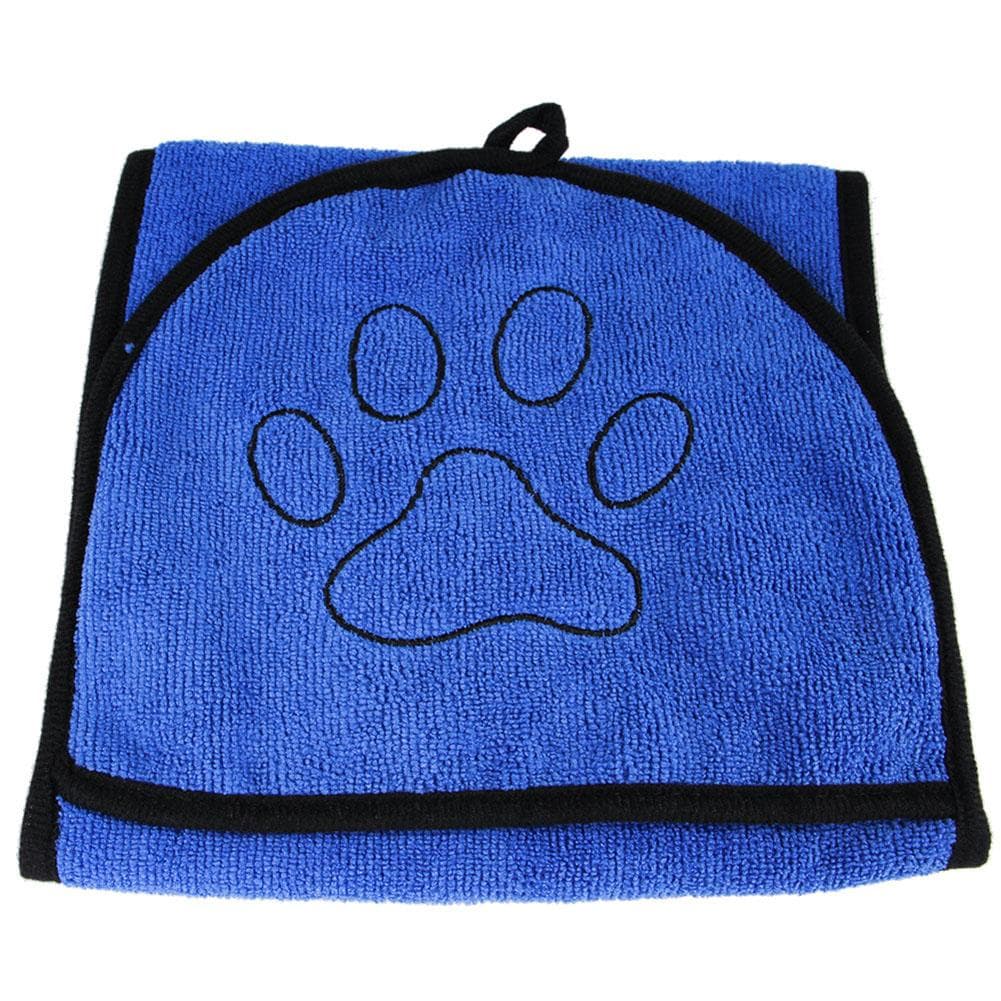 1Pc Pet Dog Bath Towel Super Absorbent Easy Drying Cat Shower Towels with Pocket (Blue) Blue