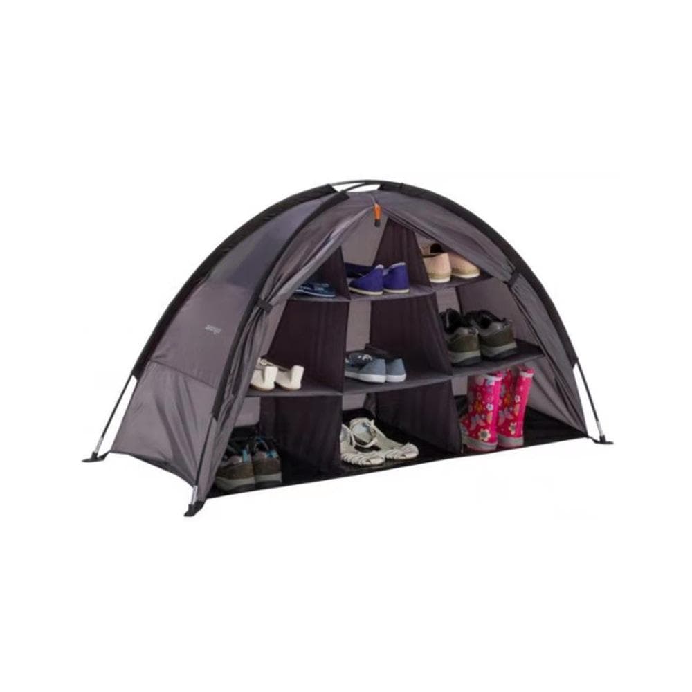 Outdoor Storage Tent Waterproof Compact and Portable Camping Storage Cabinet Tent with 9 Shelves brown