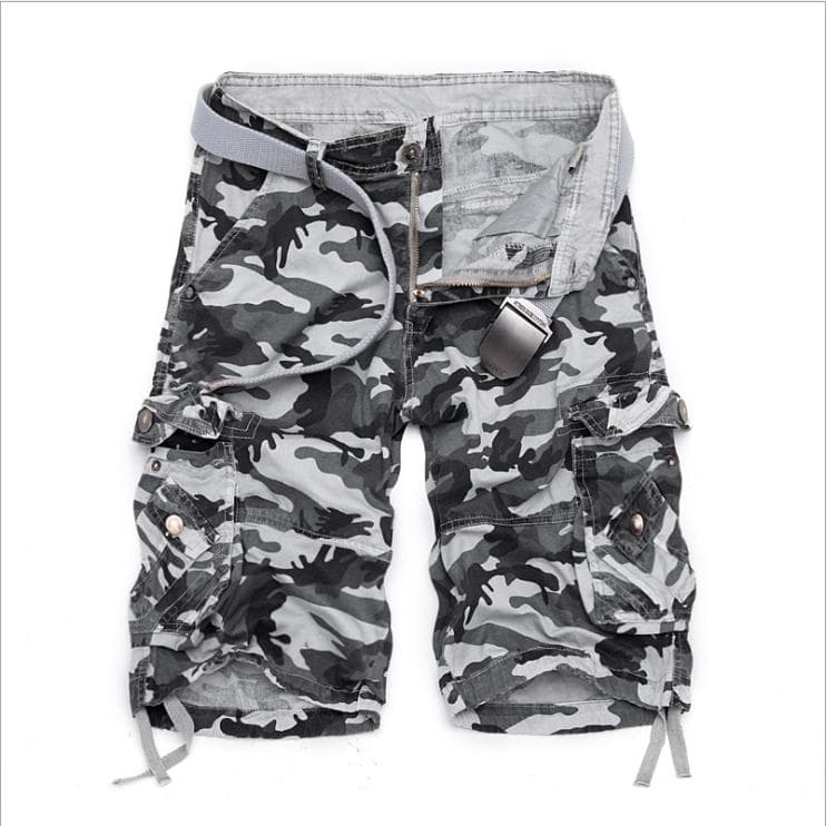 Camouflage Shorts Male Military Army Short Cargo Pants Summer Casual Leisure Shorts 38 grey/white