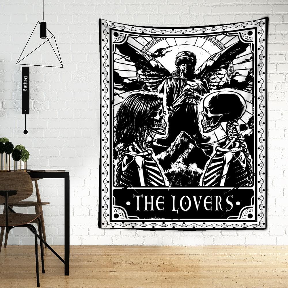 Tarot Tapestry Wall Hanging Witchcraft Divination Bed Sheet Beach Mat Bohemian Hippie TAPIZ Home Decor Temperance Tapestr 95x70cm