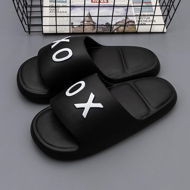 Outdoor Non-Slip Men slippers House Shoes Thick Soft Platform Slide Sandals Men Indoor Shower Bathroom Slipper Casual Shoes 38-39 black
