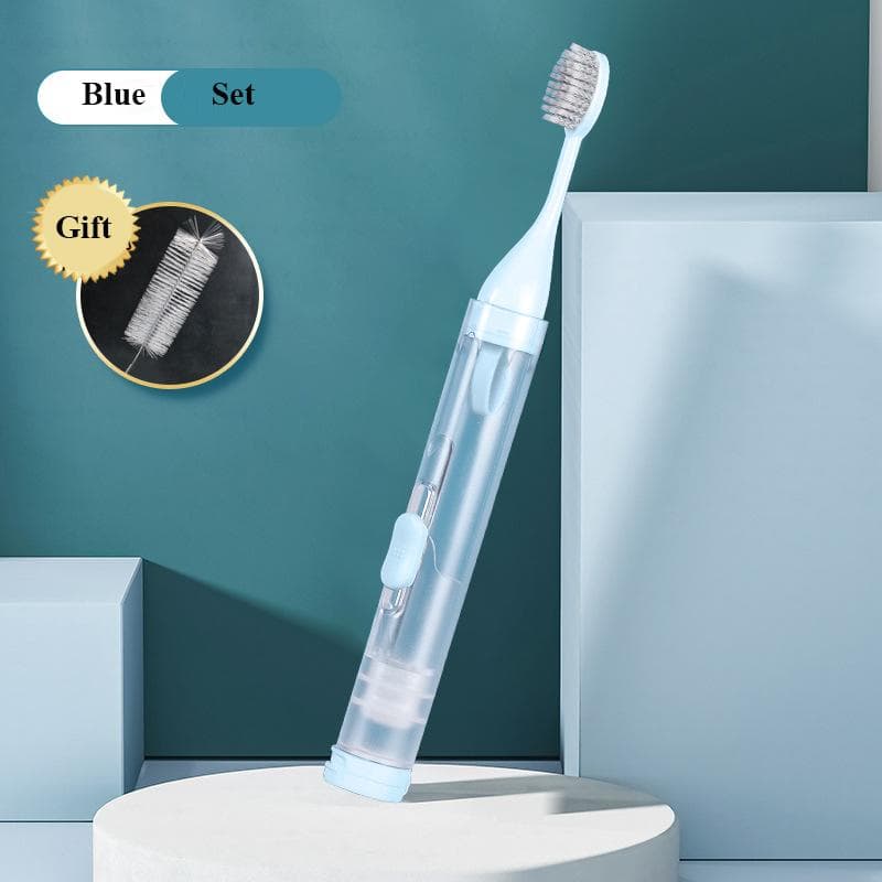 1PC Portable Folding Toothbrush Travel Toothbrush Creative Tooth Clean Tools Can Hold Toothpaste blue
