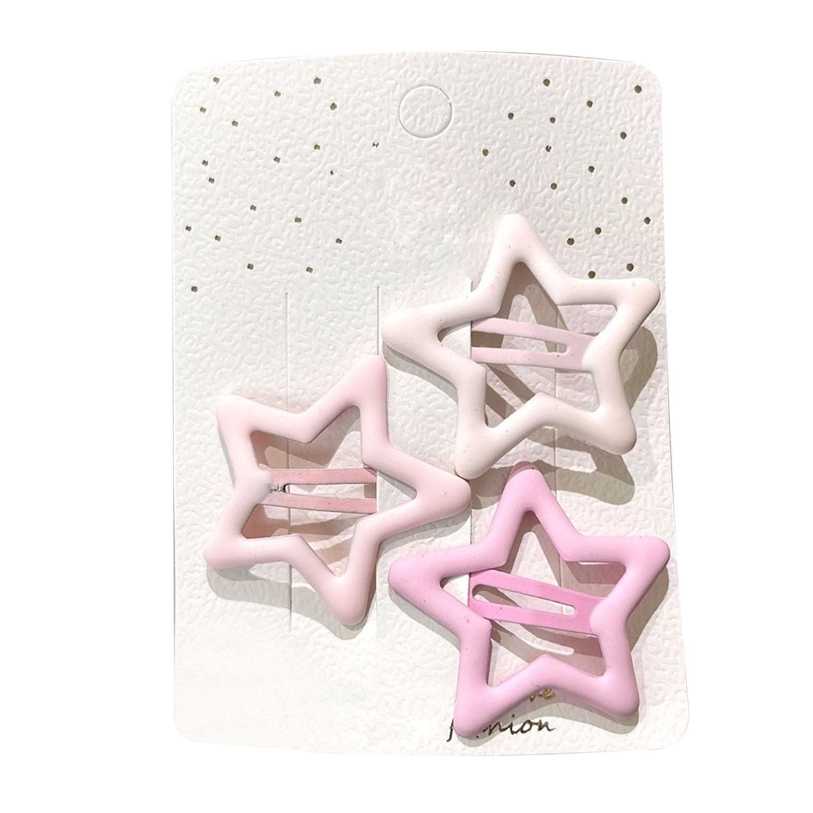 Star Snap Hair Clips Hollow Star Hair Barrettes Mixed Color Cute Hairclips Hairstyling Accessories pink