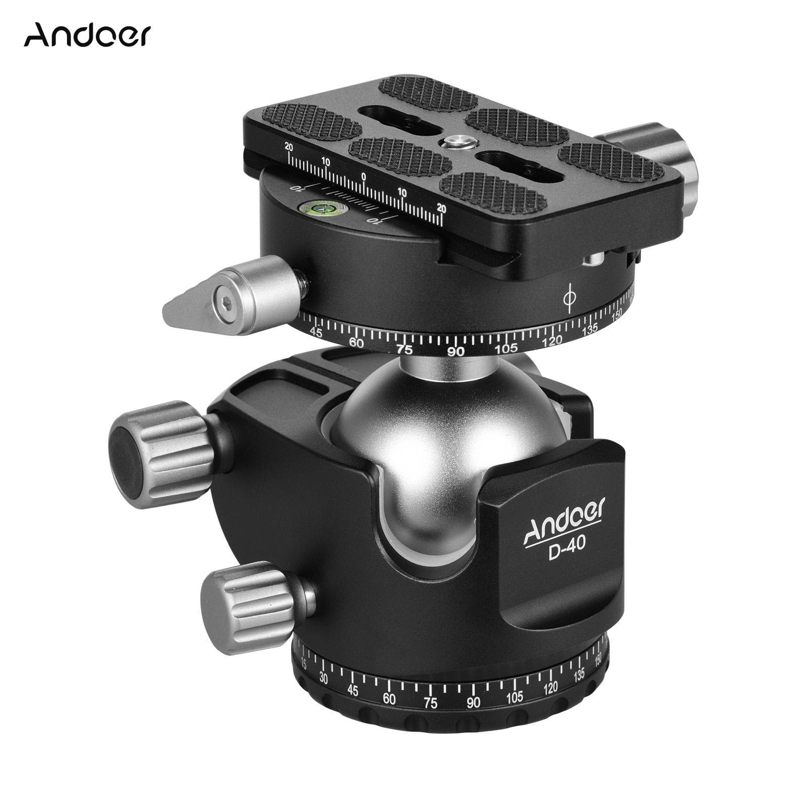 D-40 PRO Double Panoramic Head CNC Aluminum Alloy Ball Head U Notch Design Low Center of black