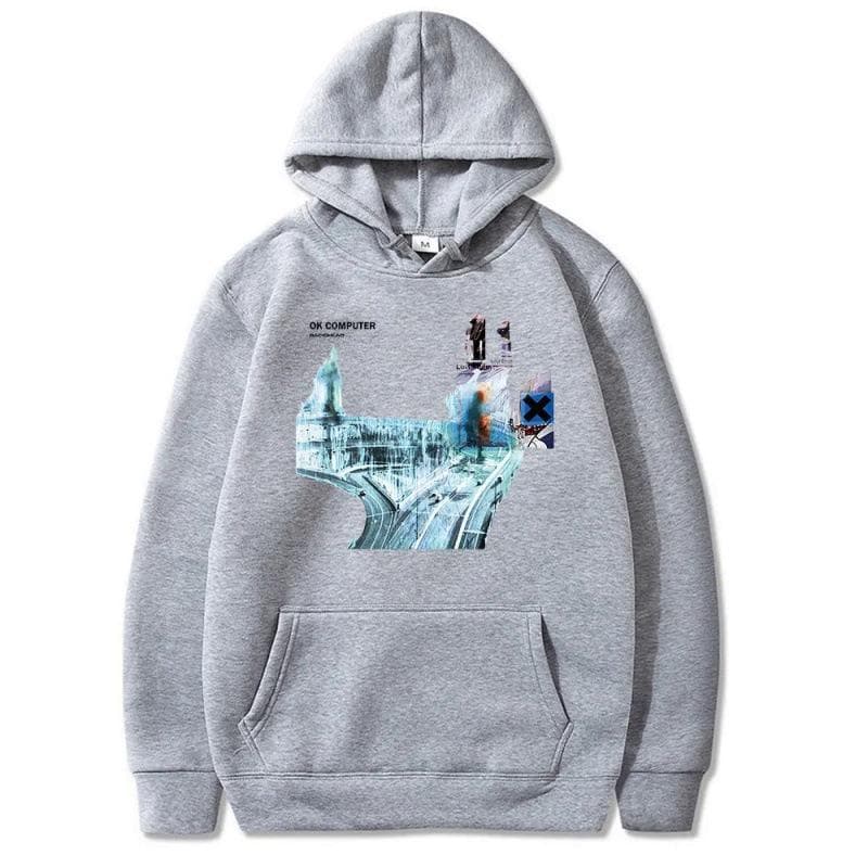 2021 Radiohead Ok Komputer Hoodie M light grey