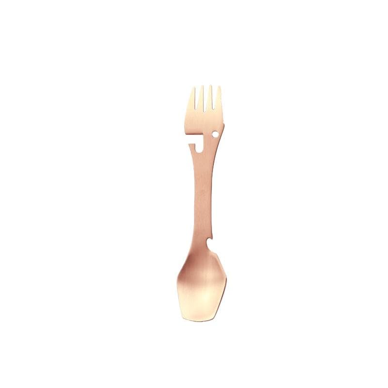 Stainless steel spoon fork tableware multi tool can opener Portable utensil flatware cutlery bottle camp Picnic spork multitool rose gold