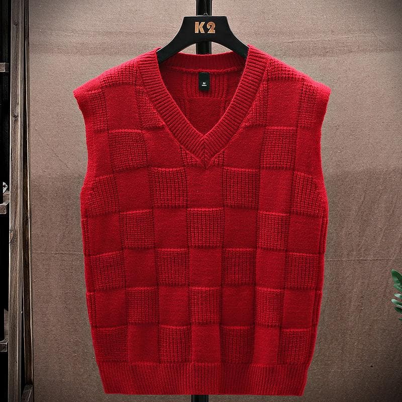 Sweater Tank Top Men's Vest Underlay V-neck Sleeveless Sweater Sweater Couple warm vest 15 different flower shapes in different colors M