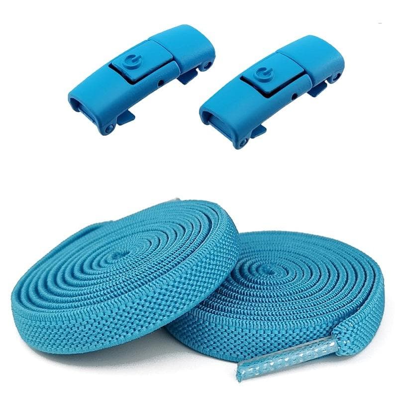 2Pcs Without Ties Elastic Laces No Tie Shoes Laces Press Lock Shoelaces Sneaker Kids Adult 8MM Widened Flat Shoelace for Shoes 100cm light blue