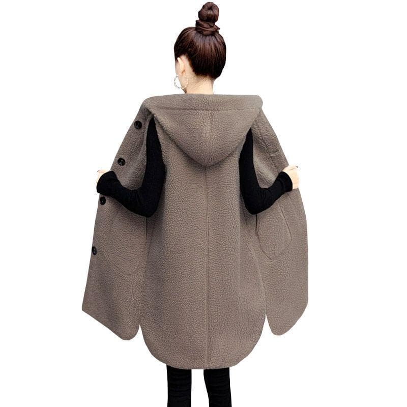 Fashionable Oversized Women's Lamb Wool Vest with Hood and Loose Fit for Autumn Winter XL khaki