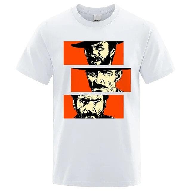 The Good the Bad and Ugly Blondie Angel Eyes Tuco Cowboy T Shirt  Men Women Il buono brutto cattivo Oversized Cotton Tee shirt M white