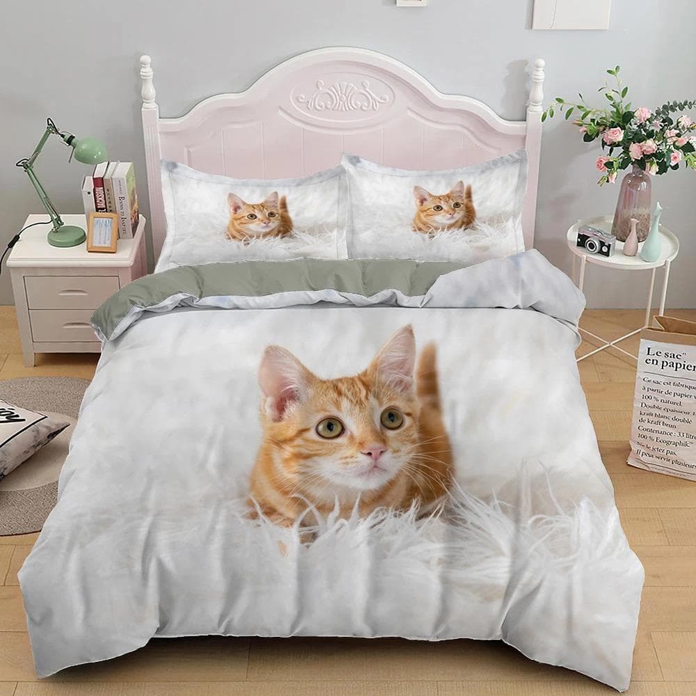 3D Printed Cute kitten Pet Cat Bedding Set Boys Girls Twin Queen Size Duvet Cover Pillowcase Bed Kids Adult Home Textileextile EU King 240x220cm