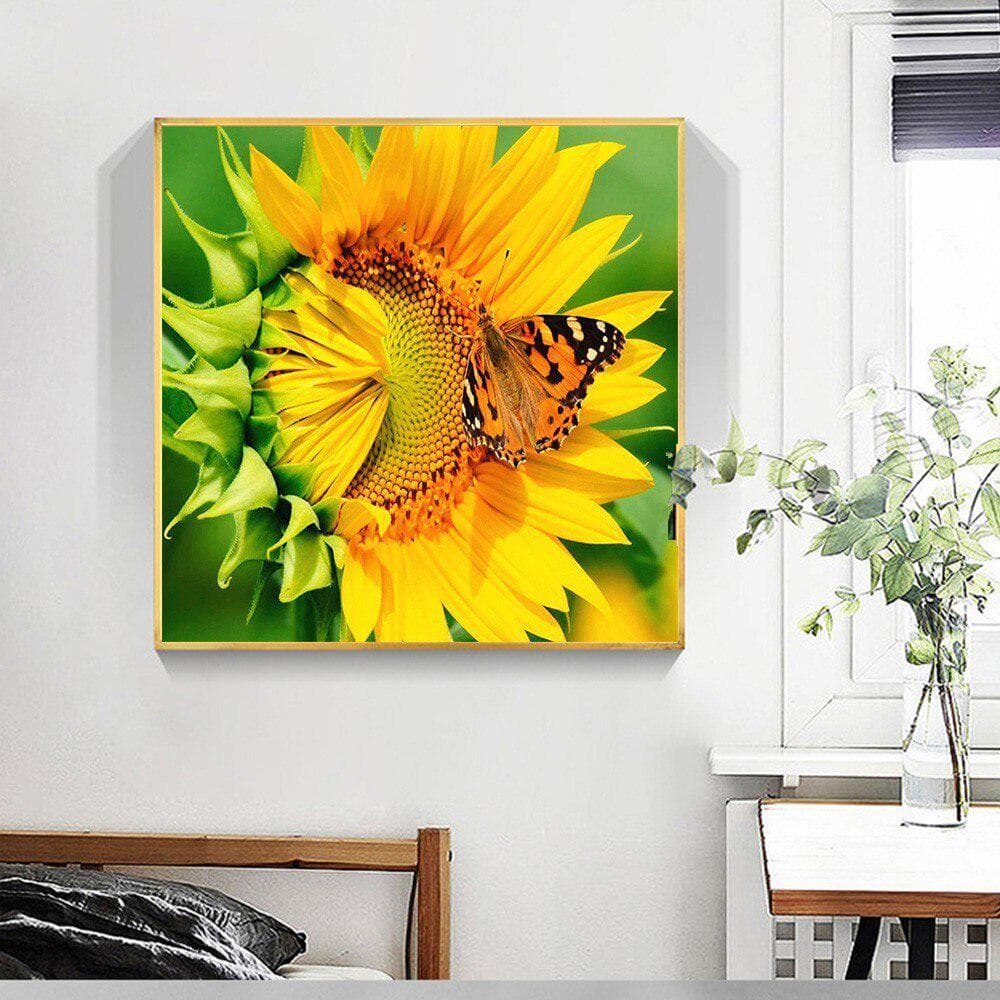 5D Diamond Painting Full Round Flower And Butterfly Diamond Embroidery 30x30CM