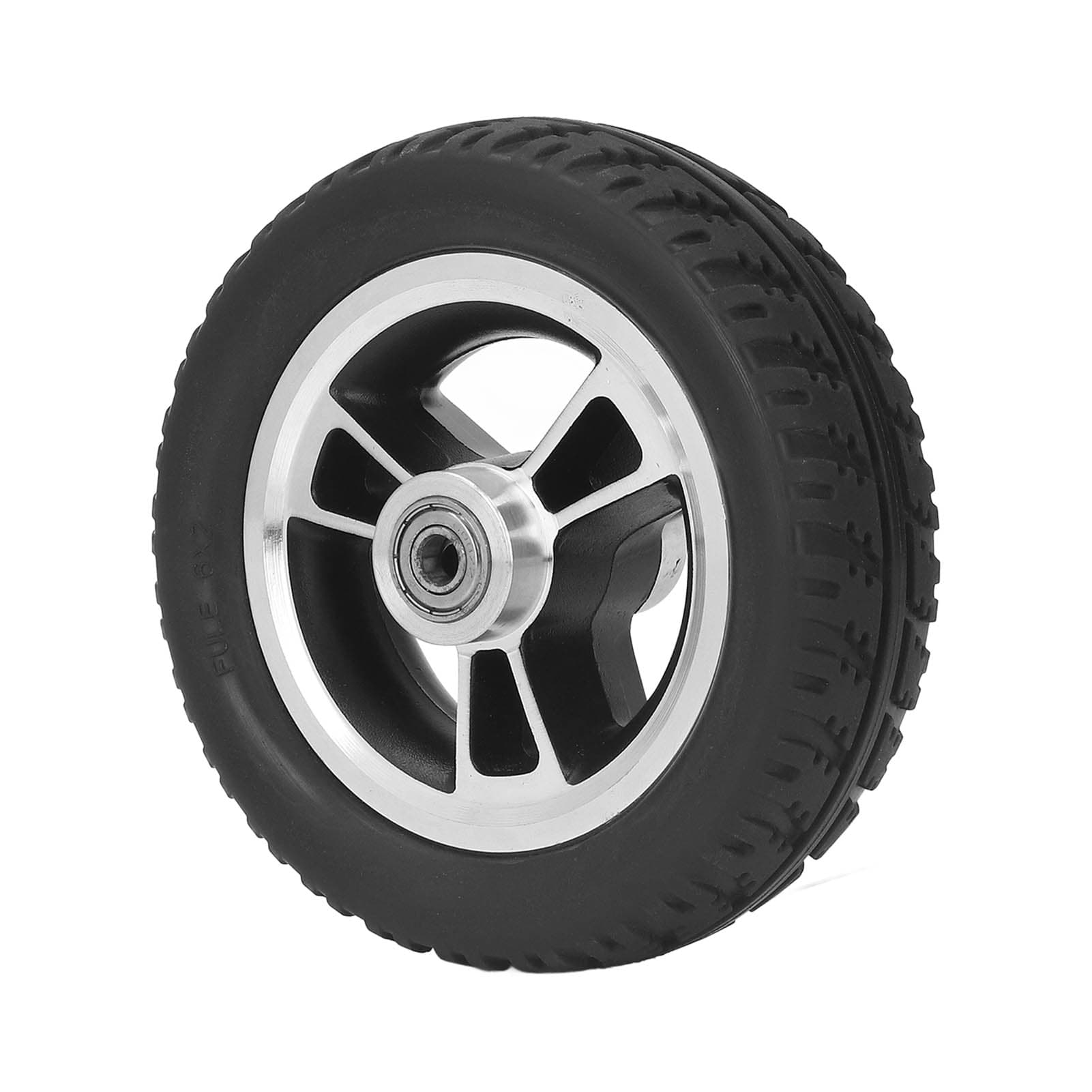 6in Wheelchair Wheel Light Sturdy Aluminum Alloy Hub Quiet Anti Skid Safe PU Solid Wheel