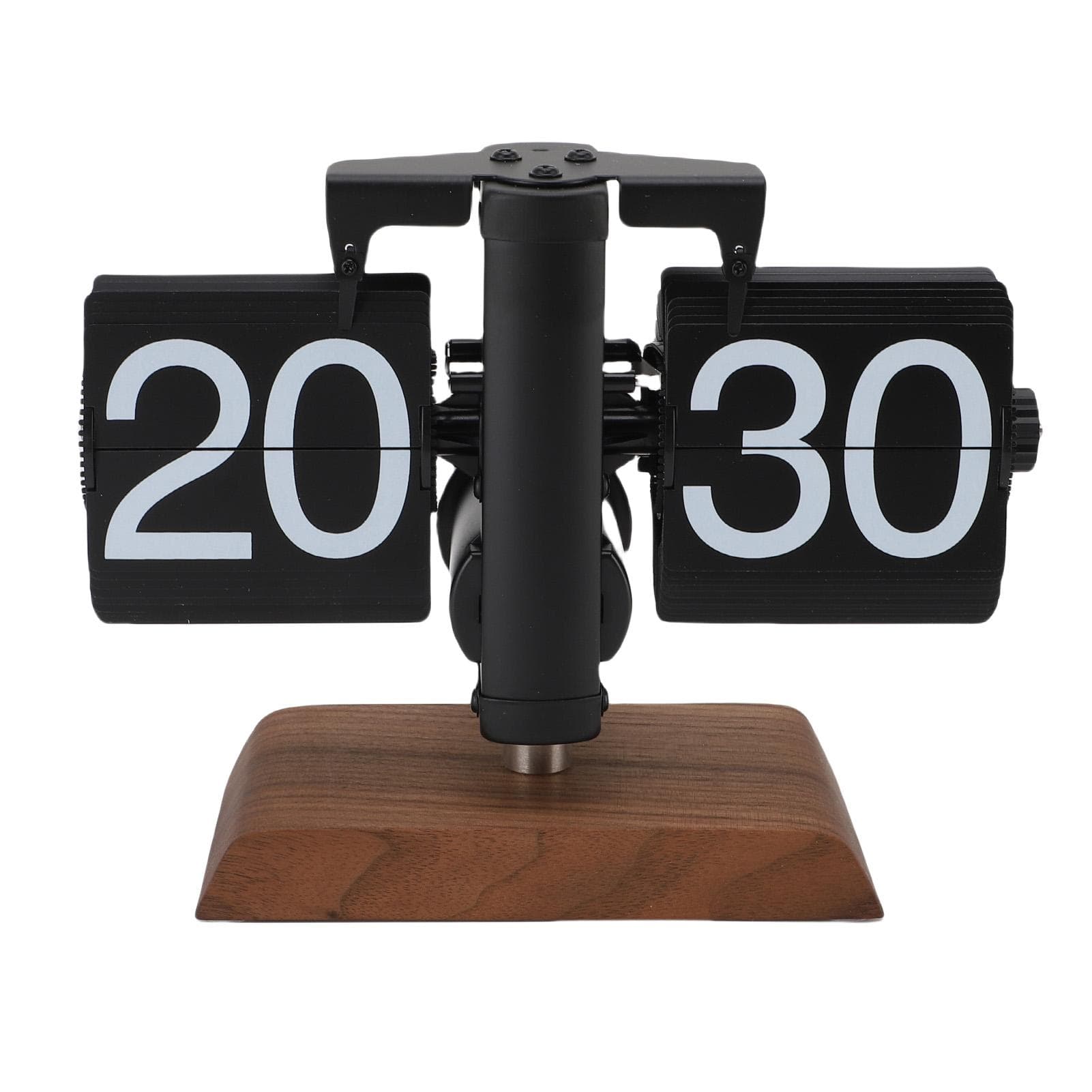 Retro Digital Flip Down Clock Mechanical Battery Powered Flip Desk Clock for Home Office Decor 24 black