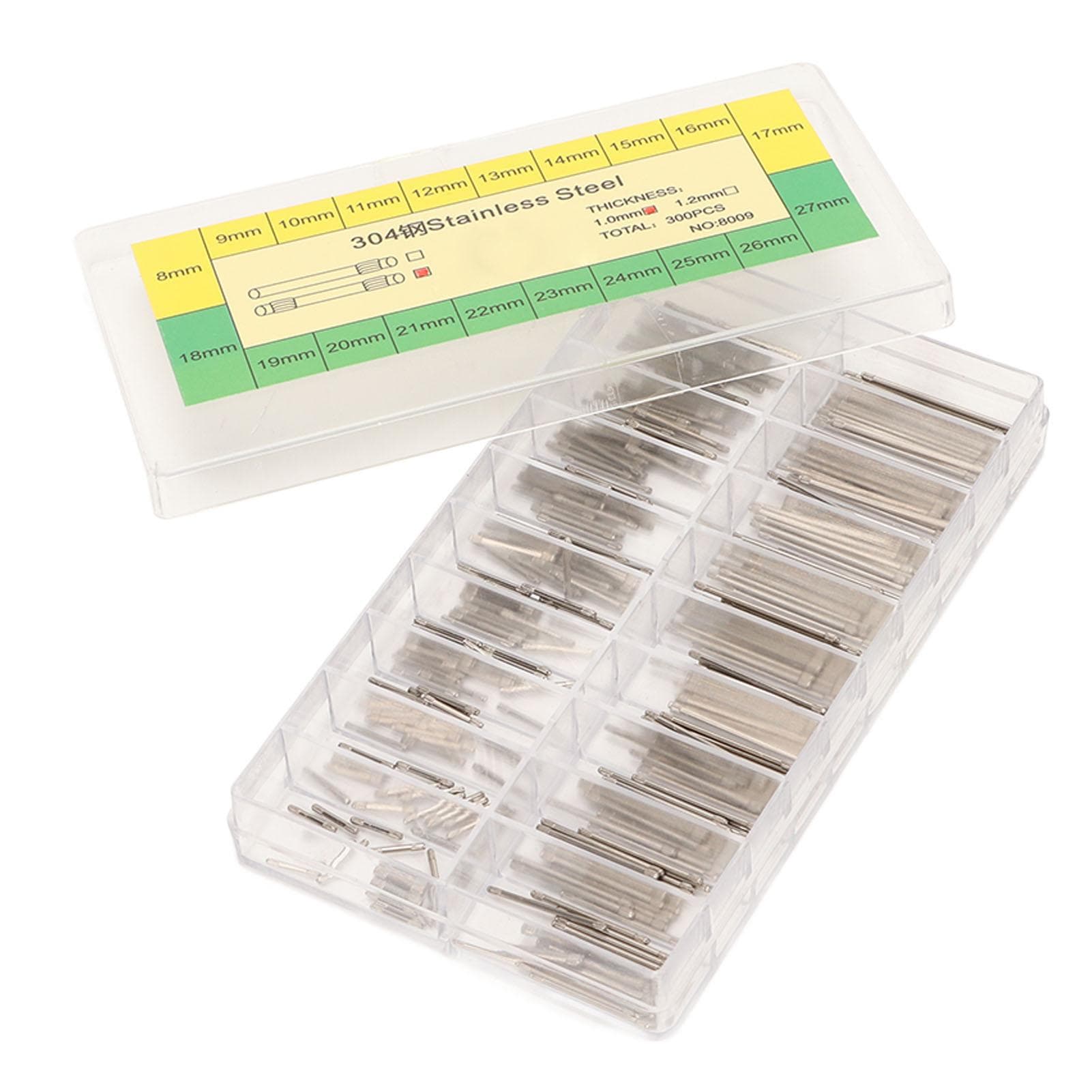 300Pcs 1.0mm Watch Bracelet Pin Stainless Steel 8?27mm Watch Band Link Pin for Watch Band Pin
