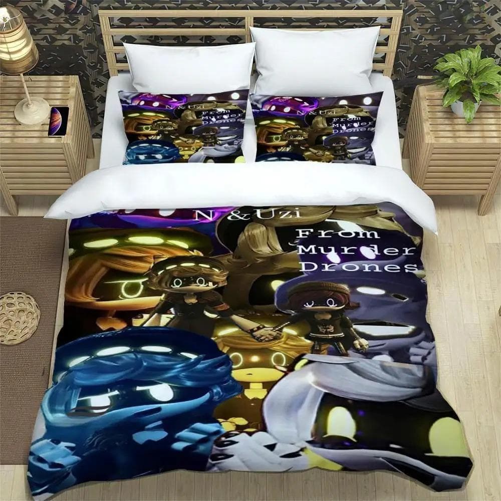 Murder Drones Cartoon Printed Bedding Sets exquisite bed supplies set duvet cover bed comforter set bedding luxury birthday gift 70x133cm 2pcs