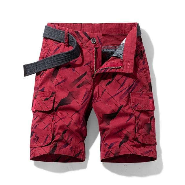 Summer New Cargo Shorts Pure Cotton Men Casual Camouflage Outdoor Military Shorts Loose Work Army Tactical Shorts Men 30 red