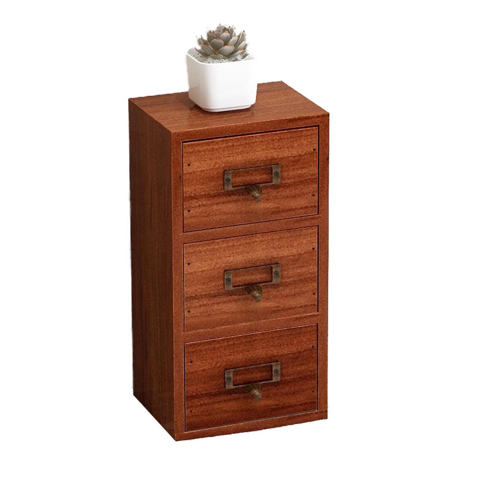 Jewelry Box with 3 Drawers Wooden Retro Desktop Storage Organizer Cabinet for Home School Office