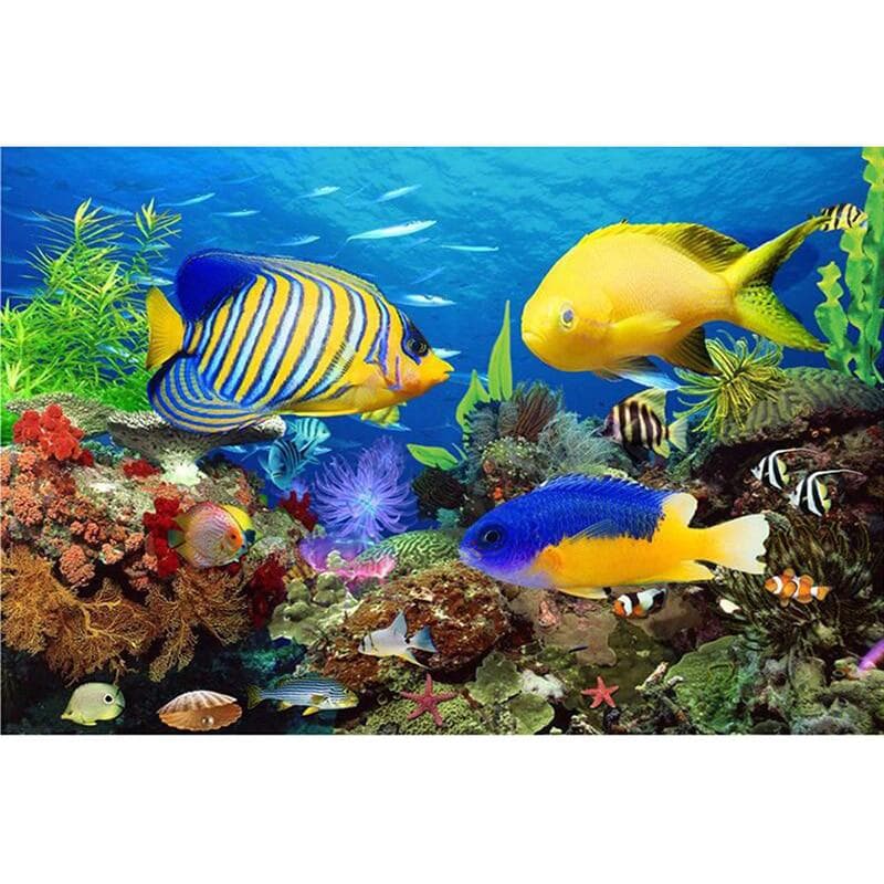 5D DIY Diamond Painting Mosaic Submarine Fish Diamond Rhinestone Embroidery Cross Stitch 20X30CM