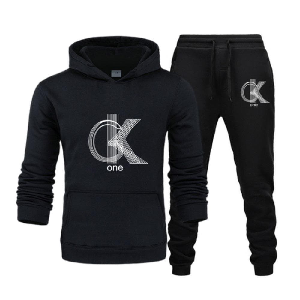 Men's Fashion Printed Hoodie+Pants Set, Casual Sportswear+Sportswear Set XL