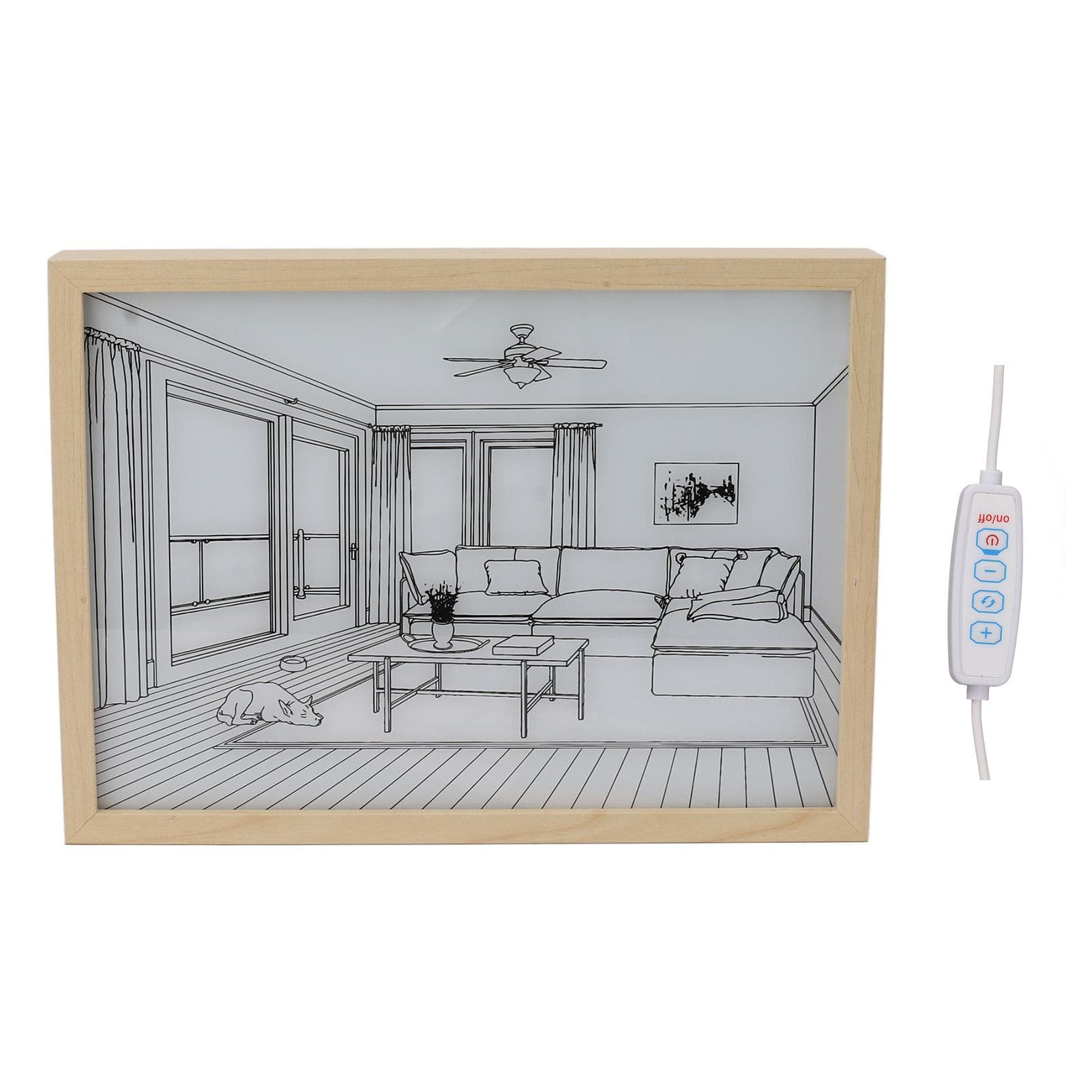 LED Illuminated Wall Art Lighted Decor Light Shadow Photo Frame Painting 3 Colours Dimmable for Model 1