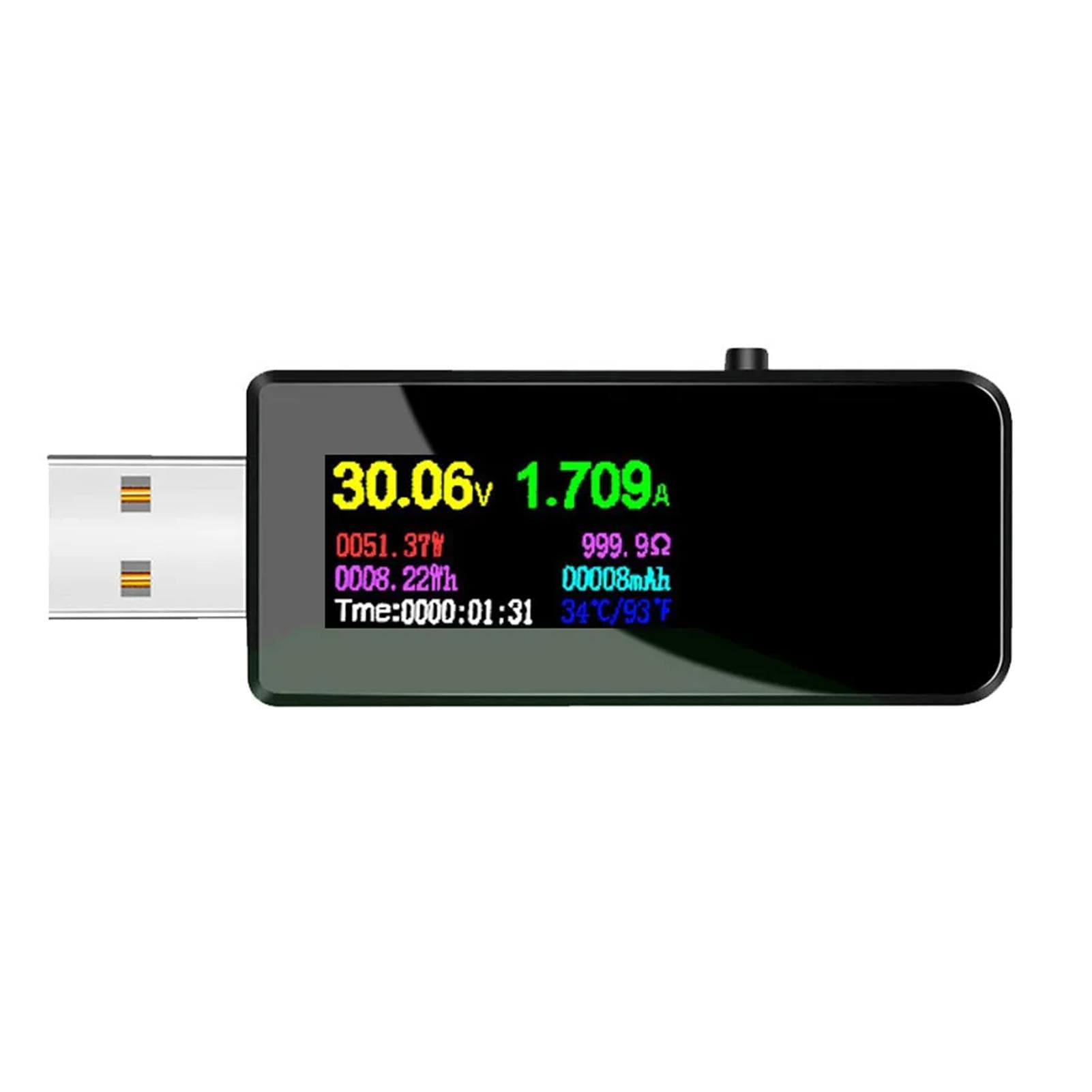 13 in 1 USB Tester Current Voltage Indicator Color LCD Display USB Tester Electric Ammeter Power black