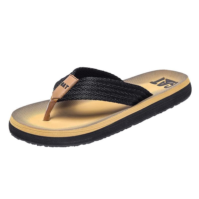 Flip-flops summer men's outdoor casual beach shoes breathable lightweight soft-soled slippers non-slip wear-resistant sandals 45 yellow