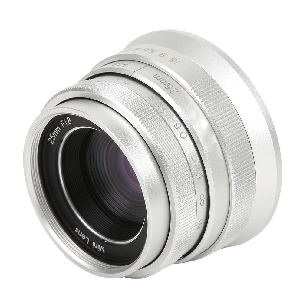 NEWYI 25mm F1.8 Mark II Optical Glass Silver Large Aperture Fixed Focus Manual Scenery Humanistic E-Mount silver