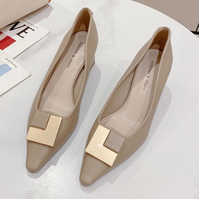 Korean Fashion Professional Single Shoes Feminine Temperament Square Head High Heels Fairy Style Shallow Mouth Thick Heel Women's Shoes 39